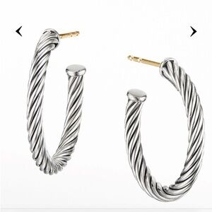 David Yurman twisted Silver Hoop Earrings